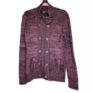 Fox Racing High Neck Cardigan Sweater in Marled Purple and Black Size XL